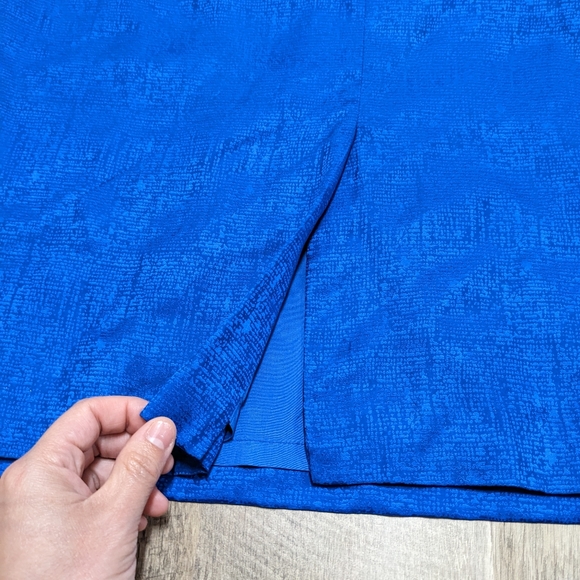 Royal Blue 100% Silk Midi Skirt Size 10p - Picture 6 of 10